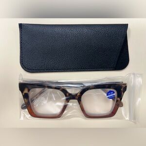 Tortoise Shell Square Glasses  +3.50 with anti-blue light. pd62-64mm